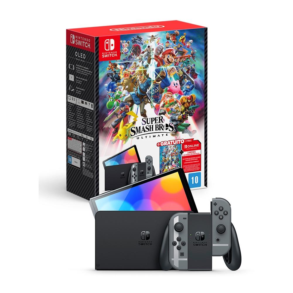 CONSOLE NINTENDO SWITCH OLED + JOGO SUPER SMACH BROS ULTIMATE